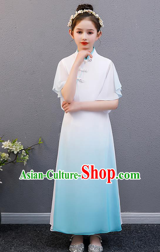 Top Grade Girl Chorus Group Performance Blue Dress Children Catwalks Costume