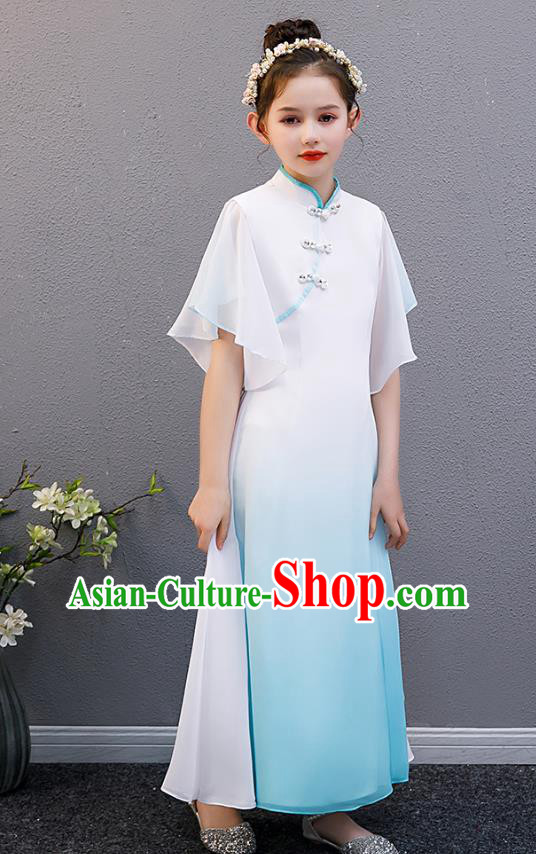 Top Grade Girl Chorus Group Performance Blue Dress Children Catwalks Costume