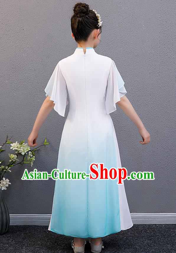 Top Grade Girl Chorus Group Performance Blue Dress Children Catwalks Costume