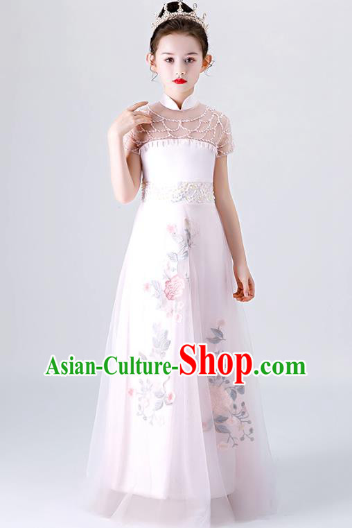 Top Grade Children Day Princess Performance Costume Classical Dance Garment Catwalks Compere Pink Full Dress