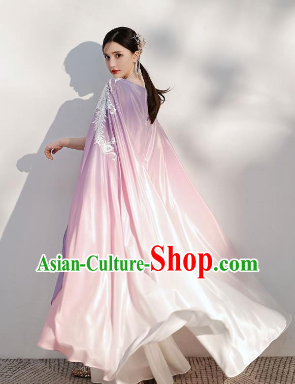 China Flowers Fairy Violet Full Dress Woman Chorus Costume Annual Meeting Compere Clothing