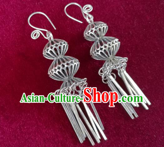 China National Ethnic Silver Gourd Earrings Traditional Cheongsam Ear Accessories