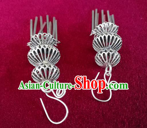 China National Ethnic Silver Gourd Earrings Traditional Cheongsam Ear Accessories
