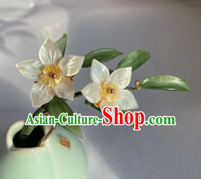 Chinese Traditional Hanfu Hair Accessories Ancient Princess Shell Daffodil Hairpin