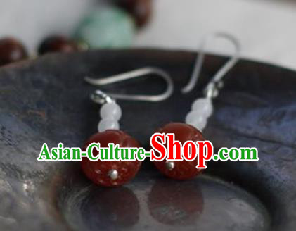 China Handmade National Agate Earrings Traditional Cheongsam Ear Accessories