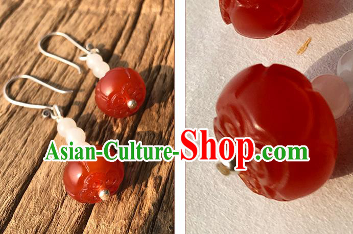 China Handmade National Agate Earrings Traditional Cheongsam Ear Accessories