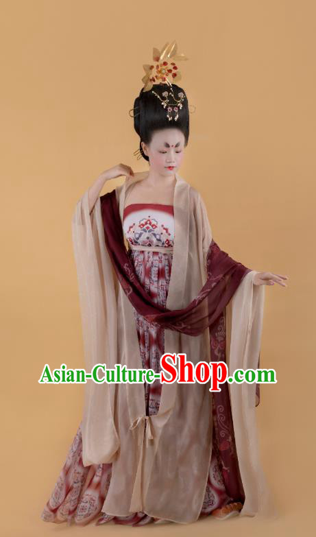 China Traditional Tang Dynasty Court Lady Historical Clothing Ancient Imperial Consort Hanfu Dress Full Set