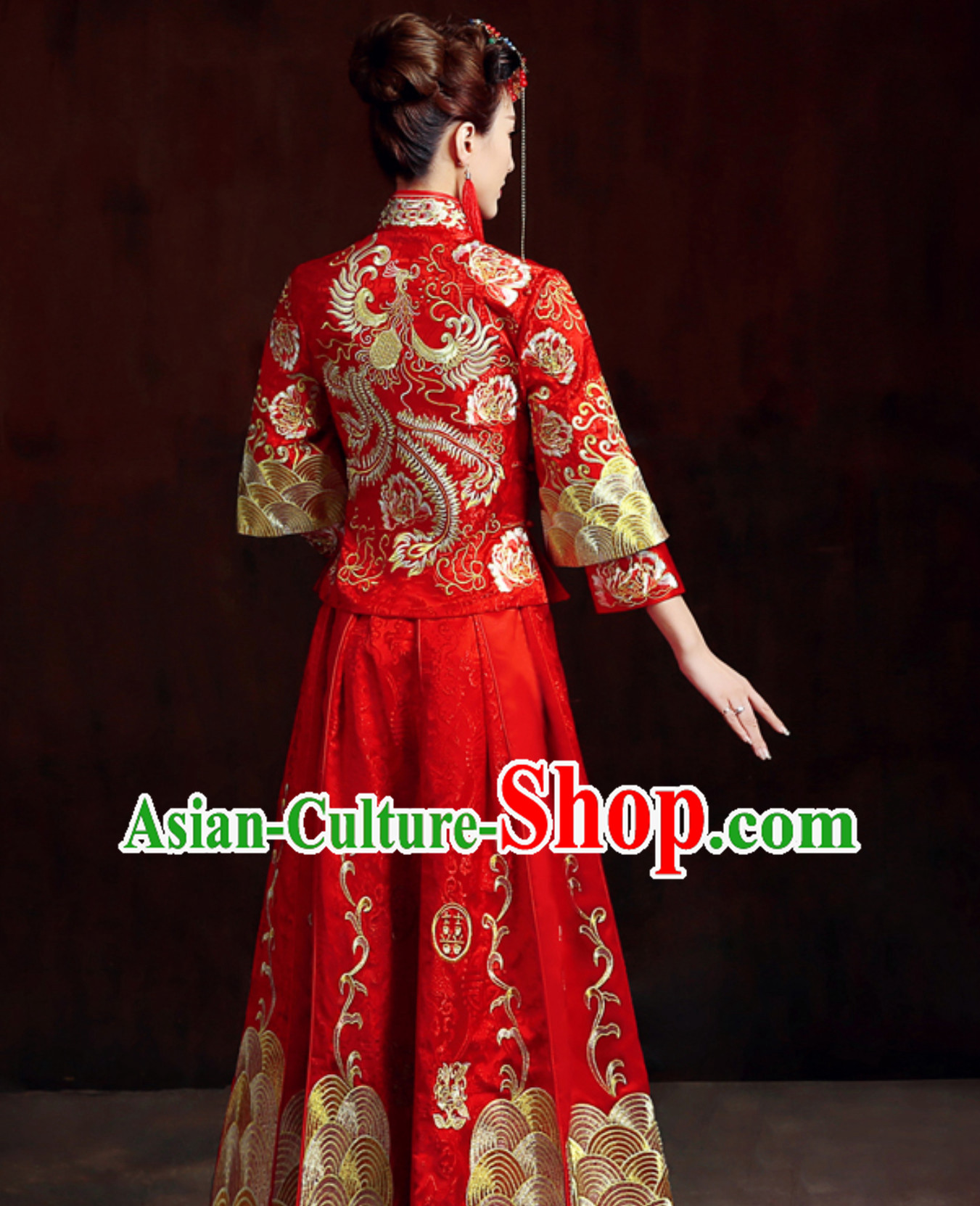 Top Chinese Classical Embroidered Phoenix Wedding Dresses