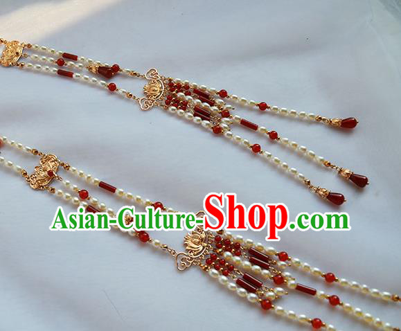 Chinese Traditional Ming Dynasty Court Hair Stick Ancient Empress Pearls Tassel Phoenix Hairpin