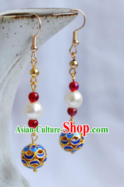 China Classical Cheongsam Ear Accessories Traditional Ming Dynasty Cloisonne Earrings