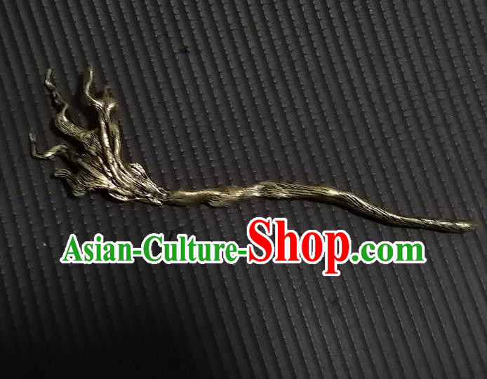 Chinese Ancient Swordsman Golden Hairpin Handmade Traditional Han Dynasty Prince Hair Stick