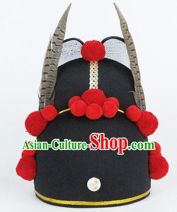 Chinese Handmade Traditional Ming Dynasty Wedding Headwear Ancient Drama Bridegroom Black Hat