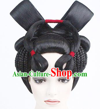 China Traditional Tang Dynasty Palace Lady Wigs Chignon Classical Dance Performance Headdress
