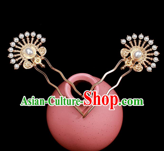 Chinese Traditional Cheongsam Hair Stick Ancient Princess Golden Hairpin Hair Accessories