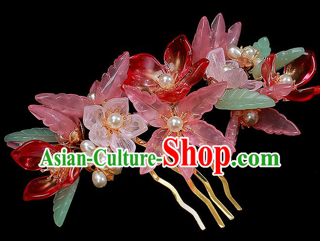 Chinese Ancient Noble Beauty Flowers Hairpin Traditional Song Dynasty Court Lady Hair Comb