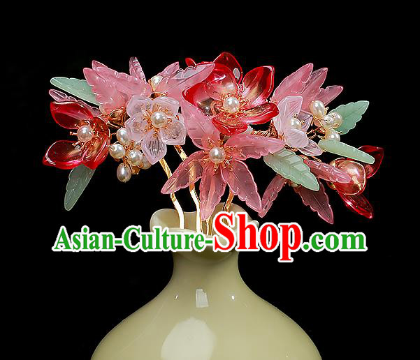 Chinese Ancient Noble Beauty Flowers Hairpin Traditional Song Dynasty Court Lady Hair Comb