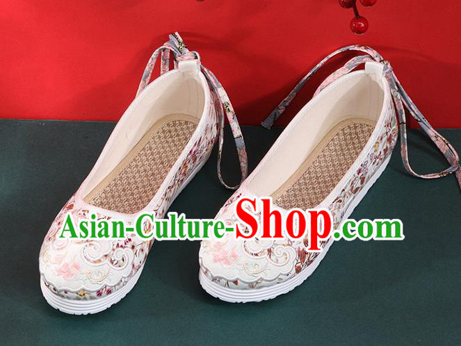 Chinese National Woman Shoes Traditional Folk Dance Shoes Classical White Cloth Shoes