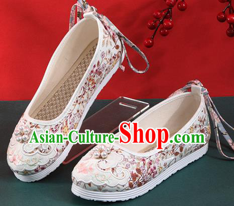 Chinese National Woman Shoes Traditional Folk Dance Shoes Classical White Cloth Shoes