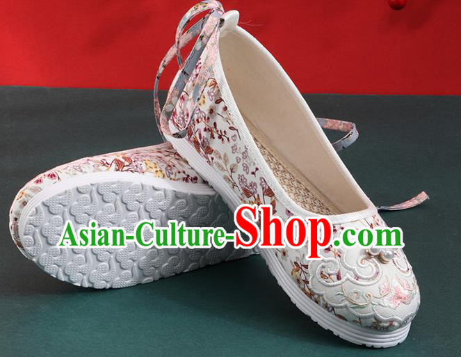 Chinese National Woman Shoes Traditional Folk Dance Shoes Classical White Cloth Shoes