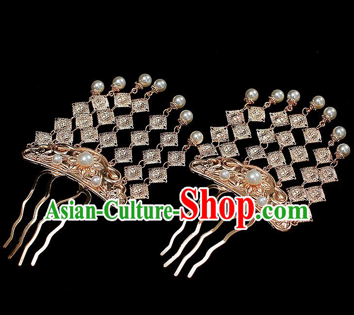 Chinese Traditional Tang Dynasty Court Golden Tassel Hair Stick Ancient Palace Lady Hairpin