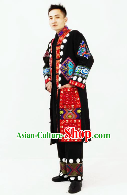 China Traditional Yunnan Ethnic Wedding Bridegroom Clothing Yao Nationality Festival Performance Garment Costumes