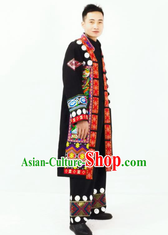 China Traditional Yunnan Ethnic Wedding Bridegroom Clothing Yao Nationality Festival Performance Garment Costumes