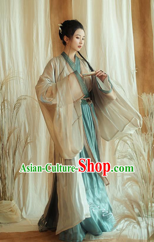 China Ancient Imperial Concubine Hanfu Dress Apparels Traditional Jin Dynasty Court Beauty Historical Costumes
