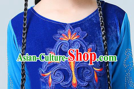 China Traditional Xinjiang Dance Performance Clothing Uygur Nationality Girls Folk Dance Dress Outfits