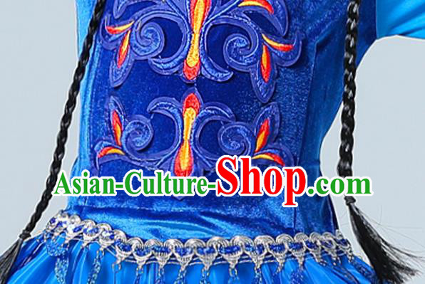 China Traditional Xinjiang Dance Performance Clothing Uygur Nationality Girls Folk Dance Dress Outfits