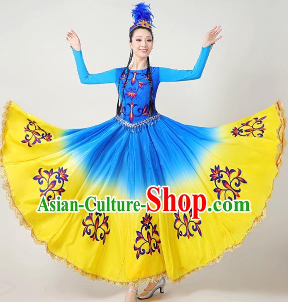 Chinese Ethnic Folk Dance Garments Clothing Traditional Uygur Nationality Suits Xinjiang Dance Dress