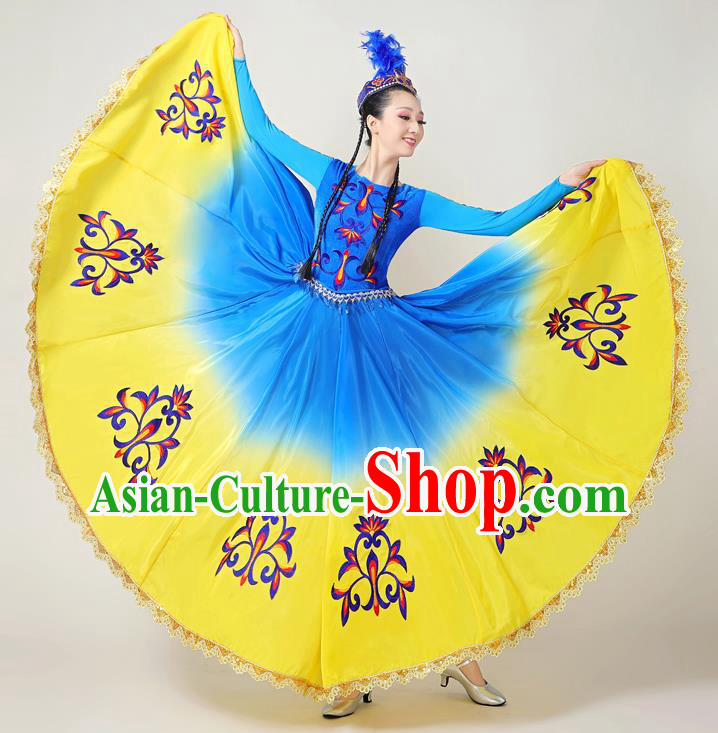 Chinese Ethnic Folk Dance Garments Clothing Traditional Uygur Nationality Suits Xinjiang Dance Dress