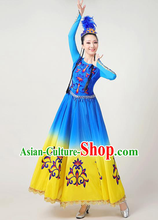Chinese Ethnic Folk Dance Garments Clothing Traditional Uygur Nationality Suits Xinjiang Dance Dress
