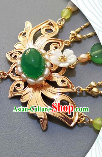 China Traditional Hanfu Accessories Ancient Qing Dynasty Imperial Concubine Pearls Tassel Brooch Pendant