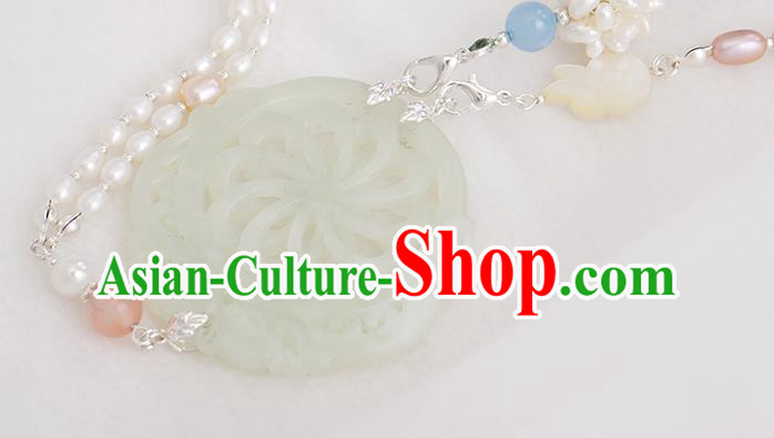 China Traditional Hanfu Jade Waist Accessories Ancient Ming Dynasty Princess Tassel Belt Pendant