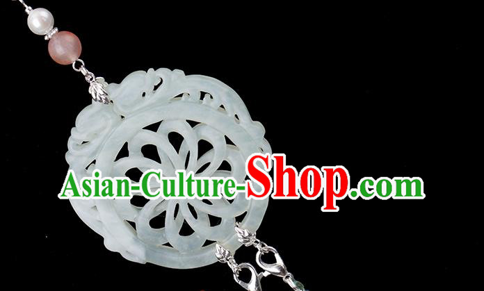 China Traditional Hanfu Jade Waist Accessories Ancient Ming Dynasty Princess Tassel Belt Pendant