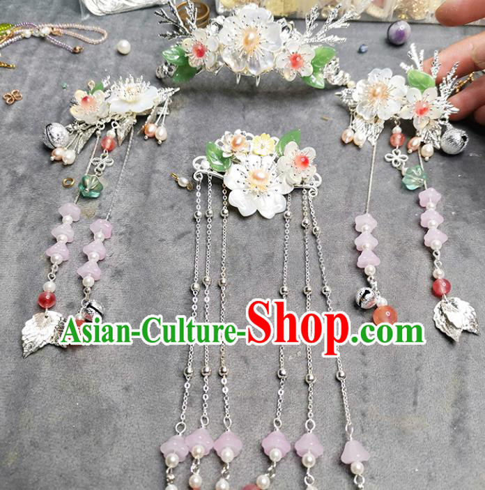 Chinese Ancient Palace Princess Hairpin Traditional Ming Dynasty Shell Hair Crown Hair Accessories Full Set