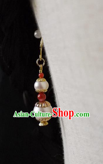 Chinese Ancient Court Pearls Gourd Ear Accessories Traditional Qing Dynasty Imperial Concubine Earrings