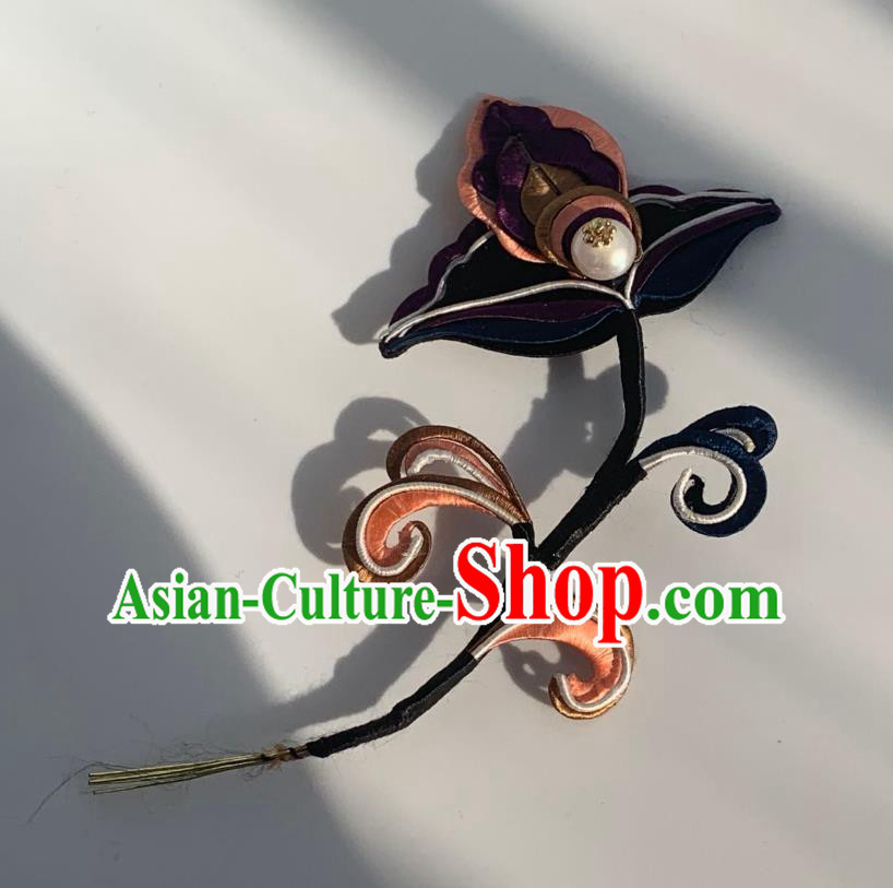 China Ancient Palace Lady Hairpin Traditional Hanfu Hair Accessories Tang Dynasty Silk Flower Hair Stick