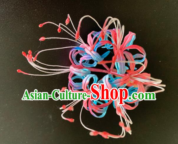 China Handmade Silk Manjusaka Hairpin Traditional Hanfu Hair Accessories Ancient Tang Dynasty Palace Lady Hair Stick