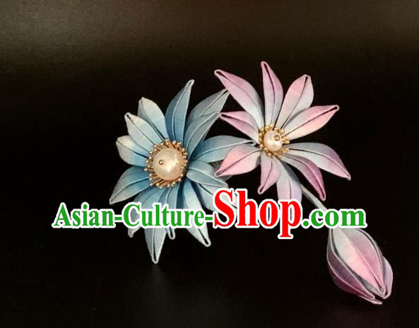 China Handmade Silk Chrysanthemum Hairpin Traditional Hanfu Hair Accessories Ancient Song Dynasty Court Woman Hair Stick