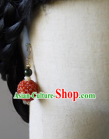 Chinese Ancient Court Agate Beads Ear Accessories Traditional Qing Dynasty Imperial Concubine Earrings