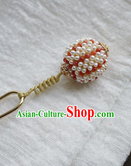 Chinese Ancient Imperial Concubine Hairpin Hair Accessories Traditional Qing Dynasty Court Woman Pearls Hair Stick
