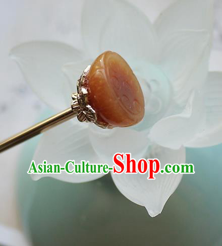 Chinese Ancient Princess Agate Lotus Seedpod Hairpin Hair Accessories Traditional Song Dynasty Court Beauty Hair Stick