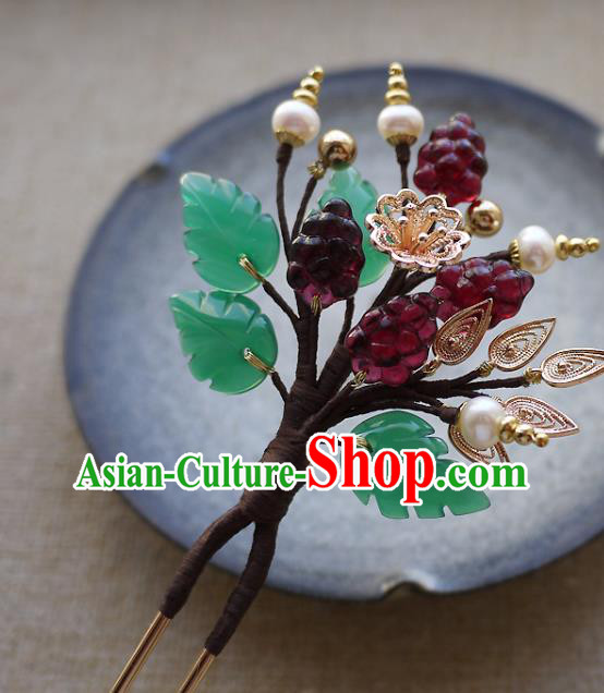 Chinese Ancient Imperial Consort Mulberry Hairpin Traditional Qing Dynasty Palace Woman Pearls Hair Stick
