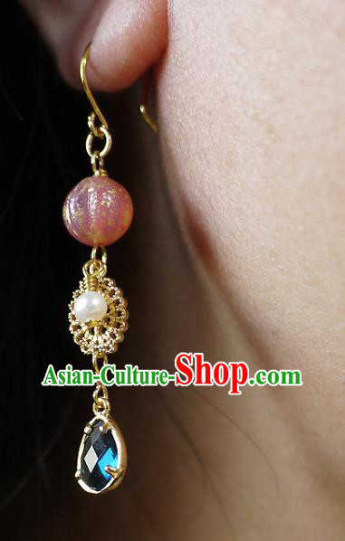 Chinese Ancient Qing Dynasty Court Ear Accessories Traditional Cheongsam Earrings