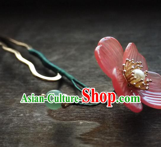 Chinese Ancient Princess Hairpin Hair Accessories Traditional Song Dynasty Pink Peach Blossom Hair Stick