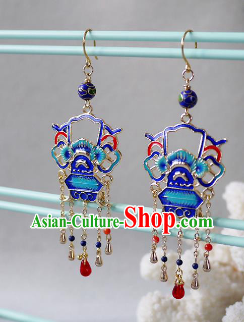 Chinese National Wedding Ear Accessories Traditional Cheongsam Cloisonne Earrings