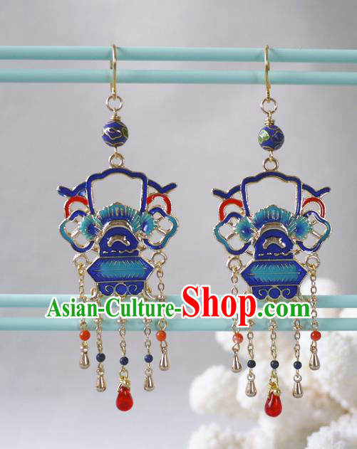 Chinese National Wedding Ear Accessories Traditional Cheongsam Cloisonne Earrings