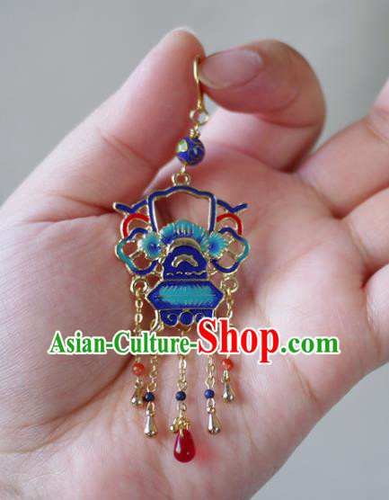 Chinese National Wedding Ear Accessories Traditional Cheongsam Cloisonne Earrings