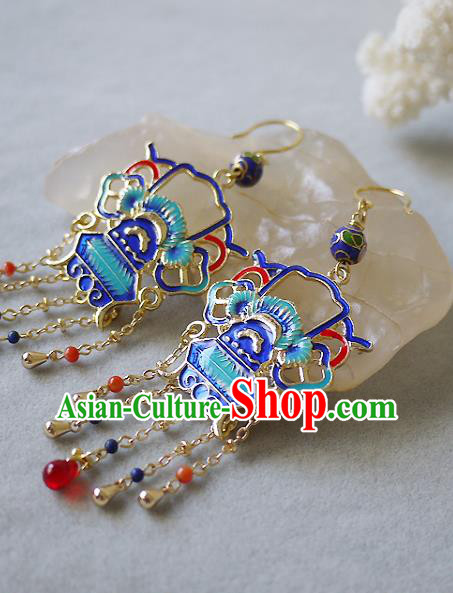 Chinese National Wedding Ear Accessories Traditional Cheongsam Cloisonne Earrings